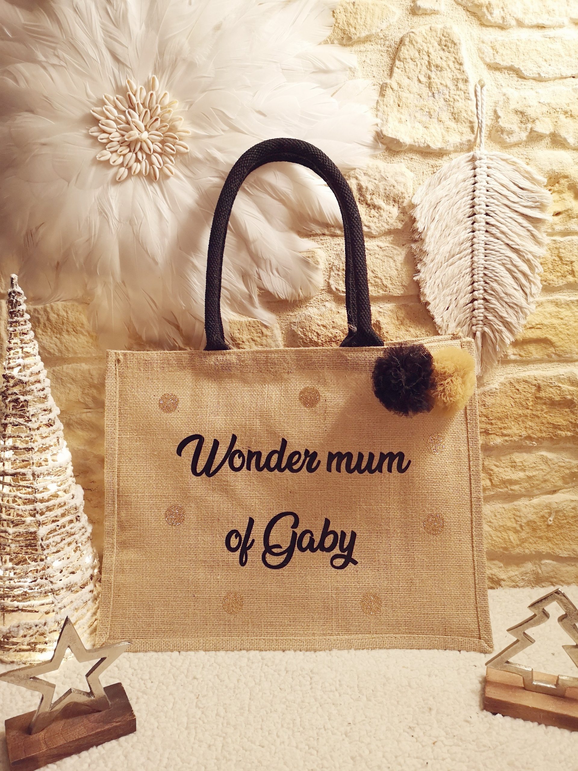 Sac Cabas Jute Grand Modèle anses noires à personnaliser – Image 4