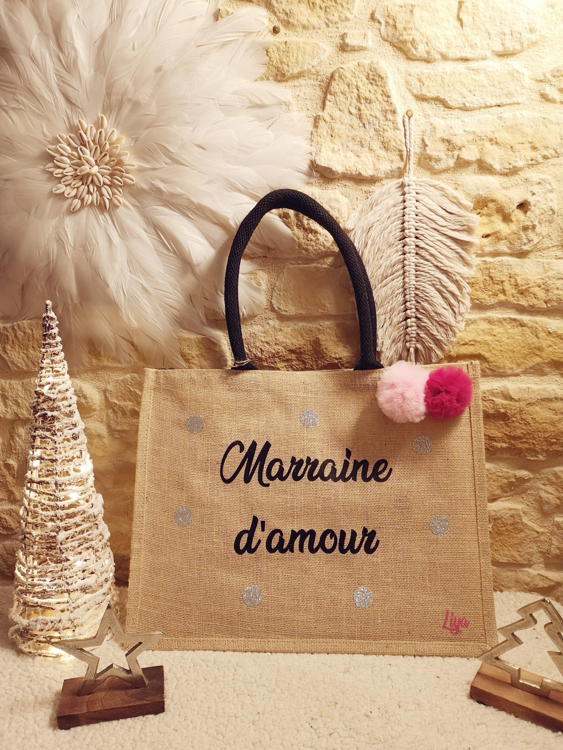 Sac Cabas Jute Grand Modèle anses noires à personnaliser – Image 6