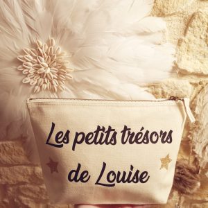 Pochette en coton souple beige à personnaliser