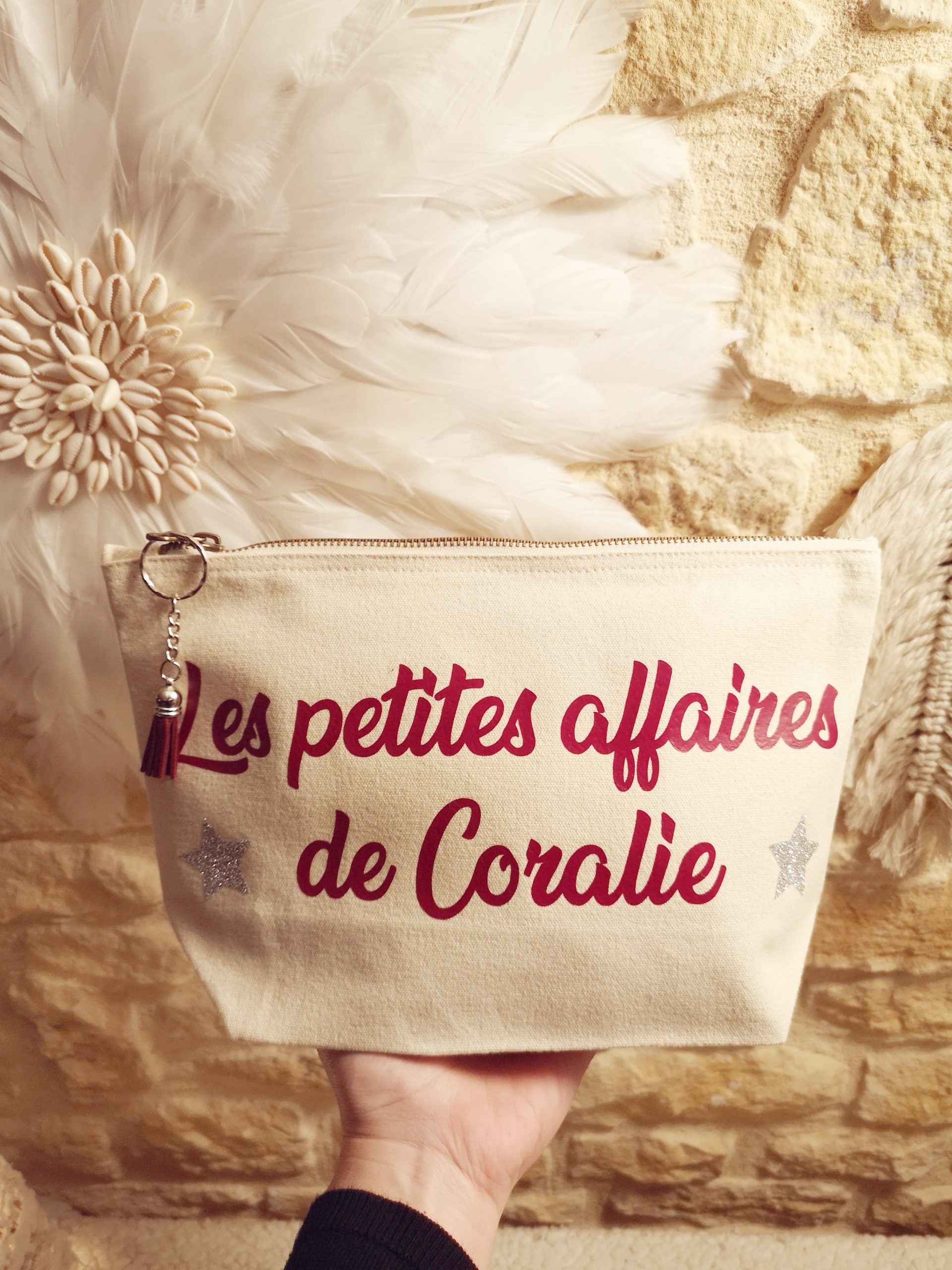 Pochette en coton souple beige à personnaliser : maîtresse, nounou, maître – Image 3