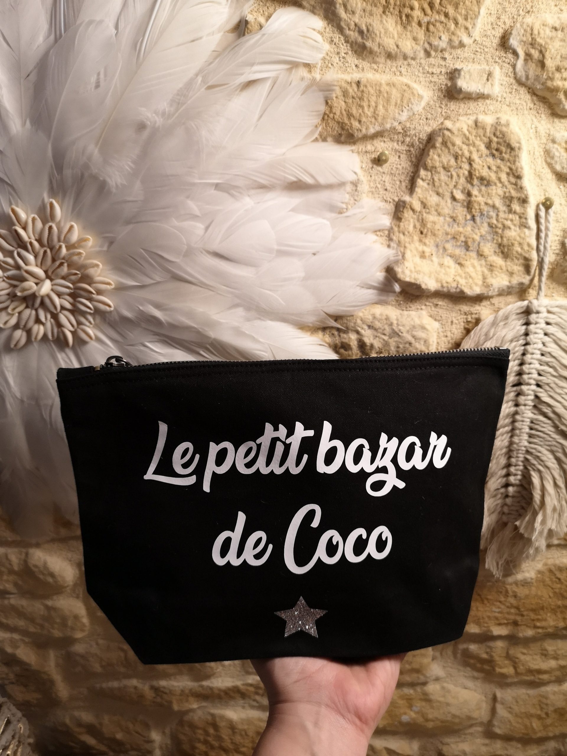 Pochette en coton souple noire à personnaliser – Image 2