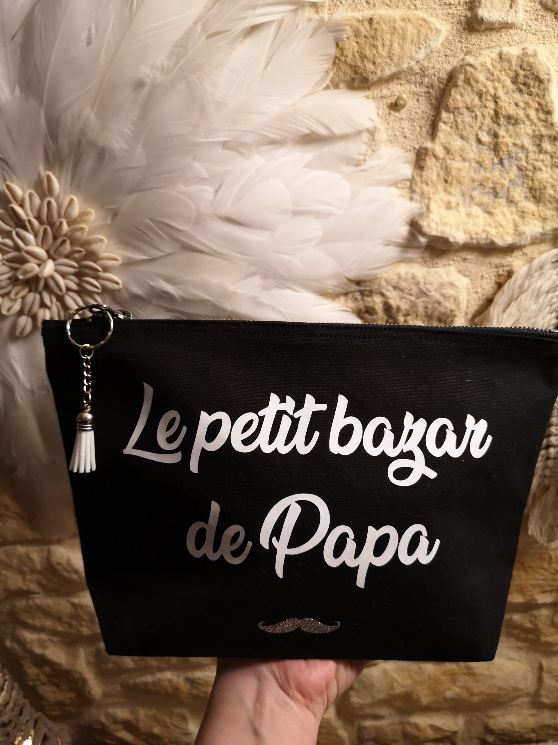 Pochette en coton souple noire à personnaliser