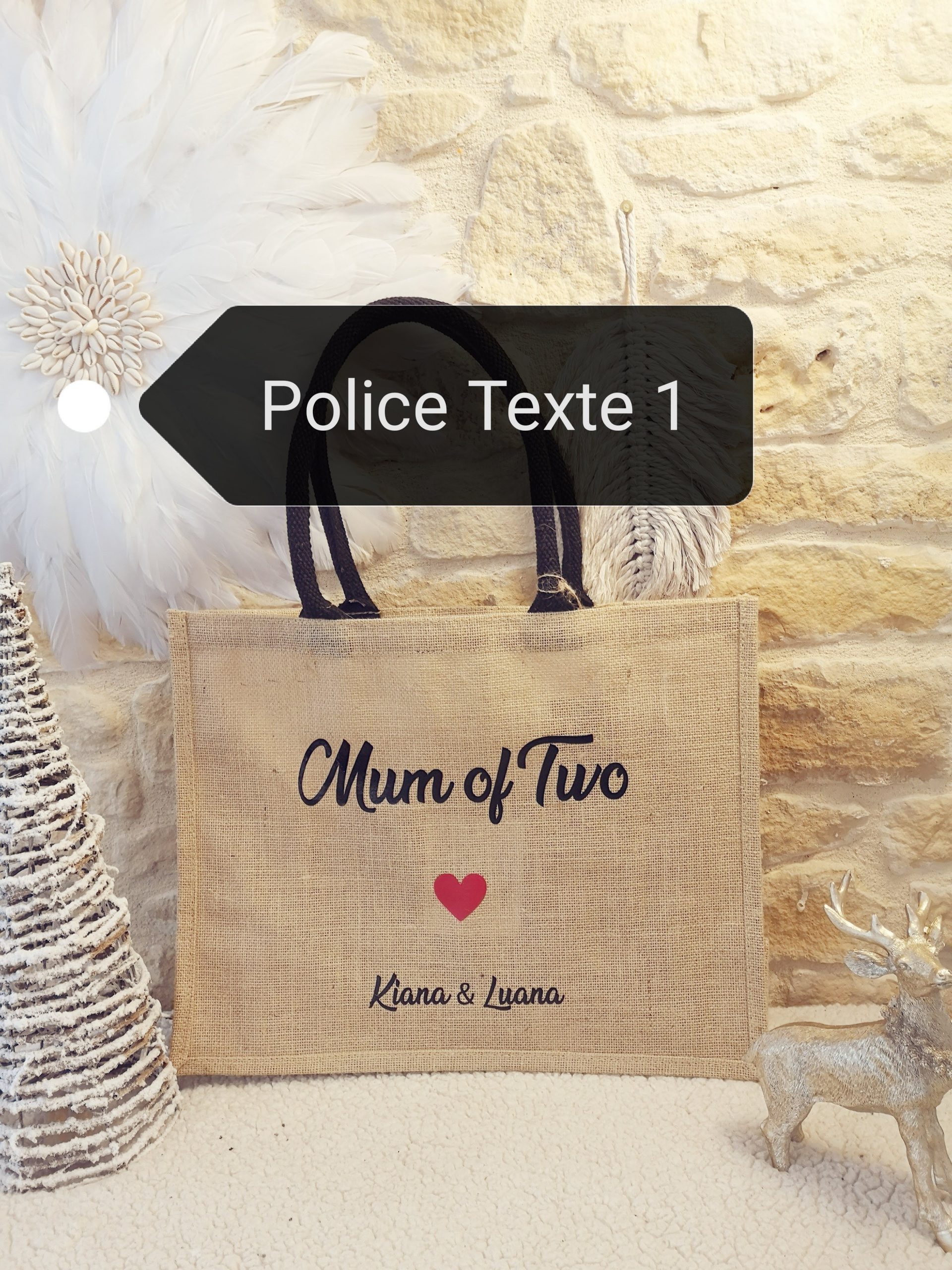 Sac Cabas Jute Grand Modèle anses noires à personnaliser – Image 8