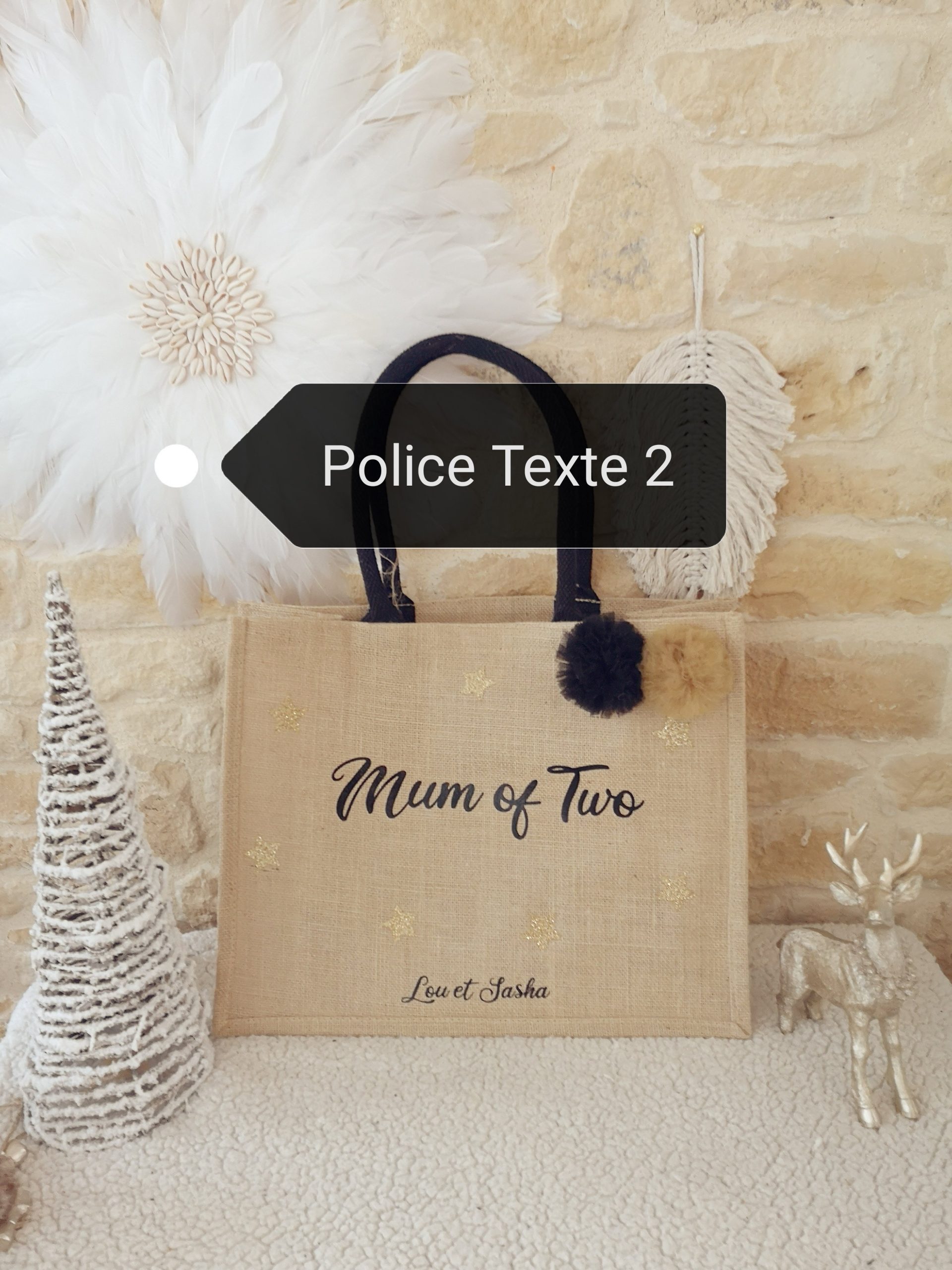 Sac Cabas Jute Grand Modèle anses noires à personnaliser – Image 9