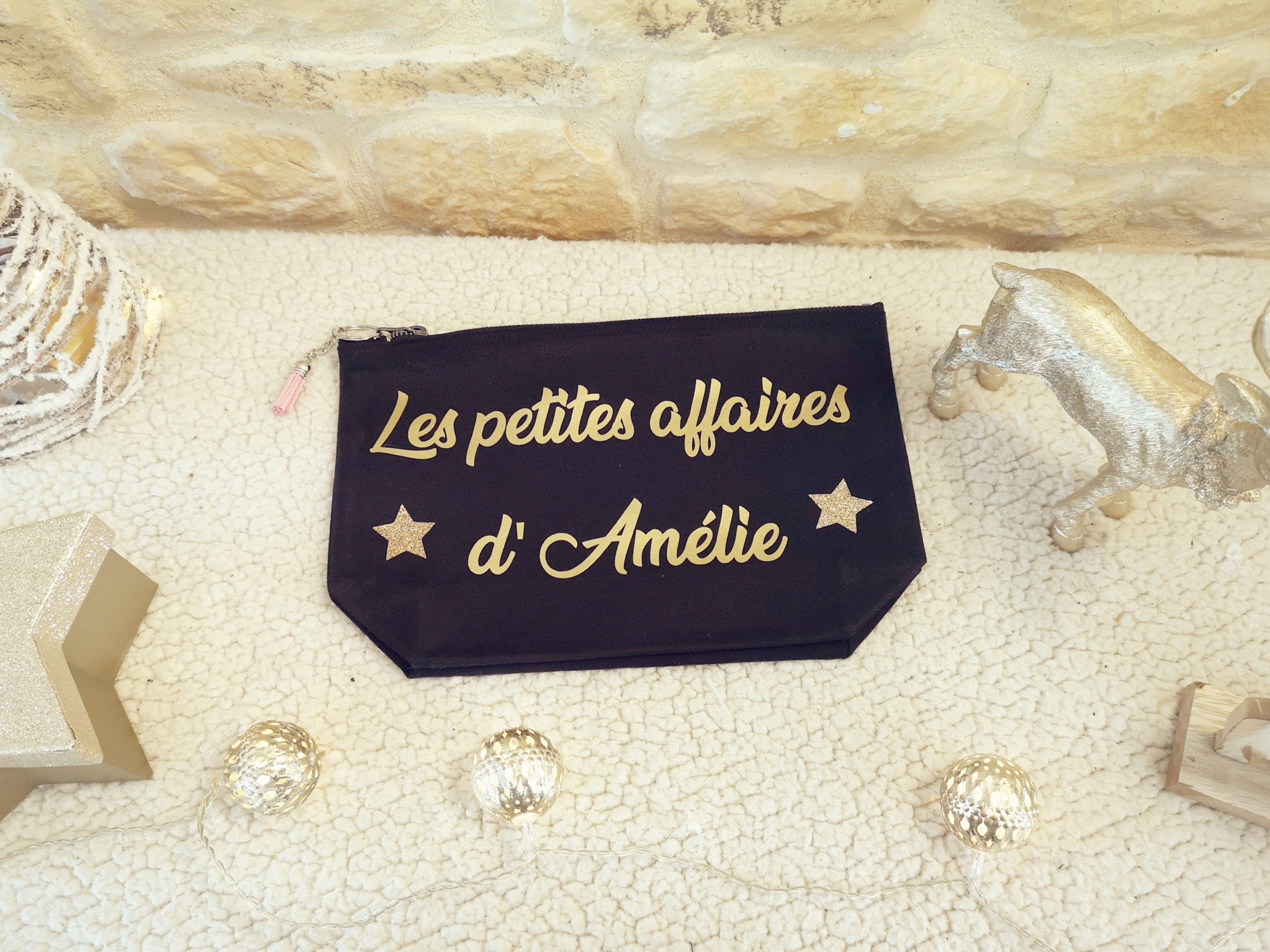 Pochette en coton souple noire à personnaliser – Image 3