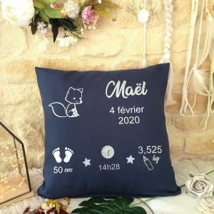 Coussin de naissance bleu nuit