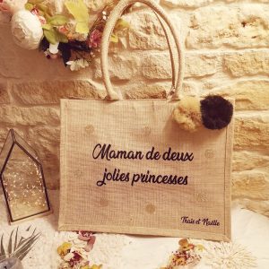 Sac Cabas Jute Grand Modèle anses naturelles à personnaliser