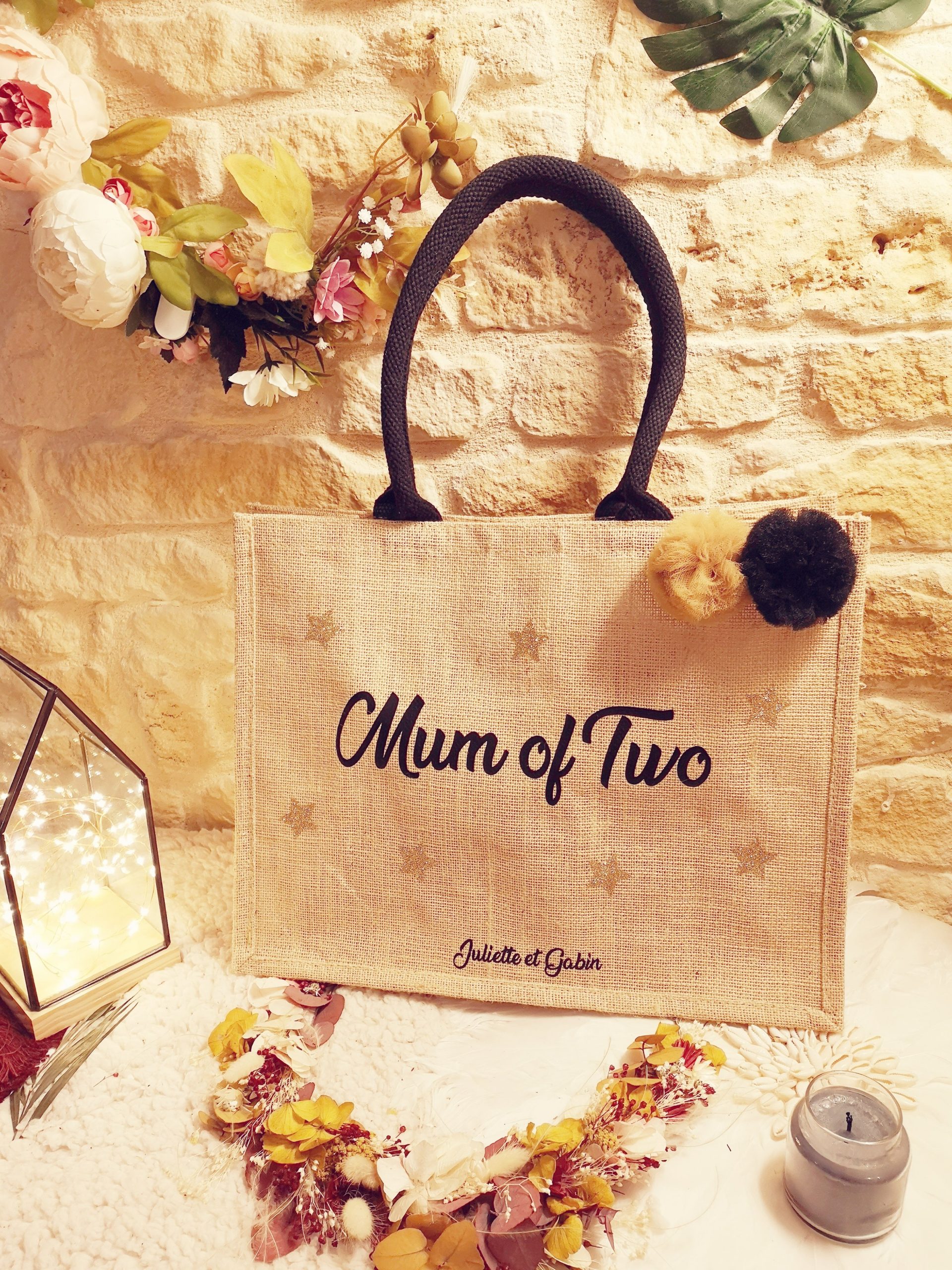 Sac Cabas Jute Grand Modèle anses noires à personnaliser – Image 5