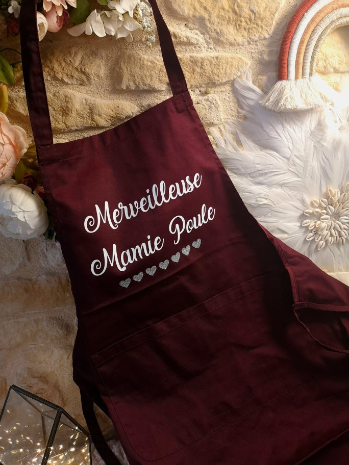 Tablier couleur « lie de vin » à personnaliser – Image 2
