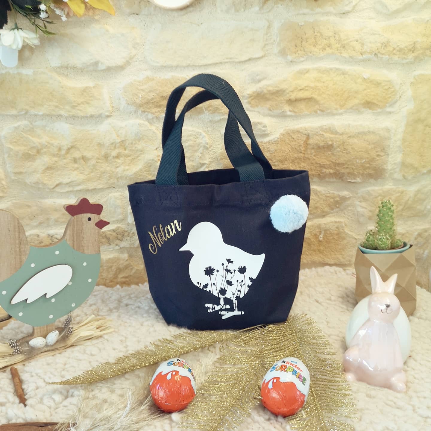 Petit panier de Pâques bleu marine lapin ou poussin – Image 2