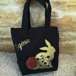 Petit panier de Pâques noir lapin ou poussin