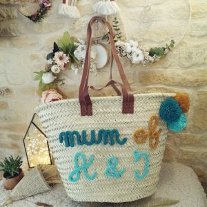 Panier de plage Panier de plage Mum of … initiales des enfants double anses