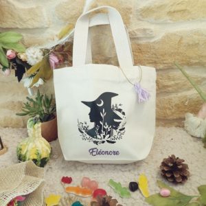 Petit panier à bonbons halloween sorcière beige