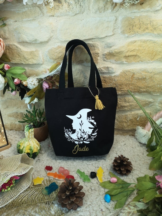 Petit panier à bonbons halloween sorcière noir