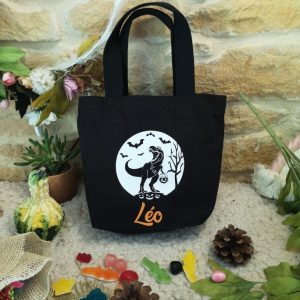 Petit panier à bonbons halloween dinosaure noir