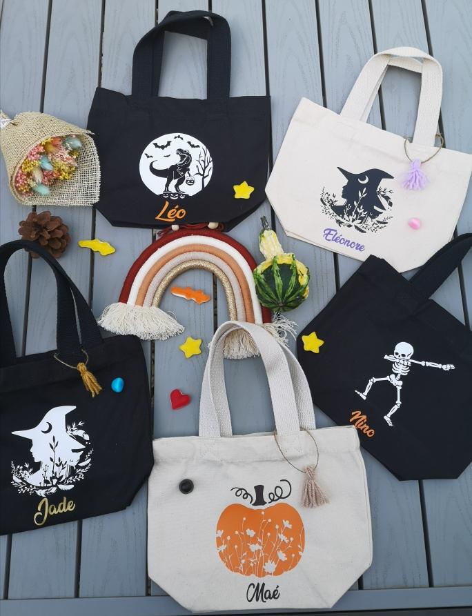 Petit panier à bonbons halloween dinosaure noir – Image 2