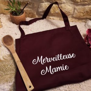 Tablier couleur « lie de vin » à personnaliser