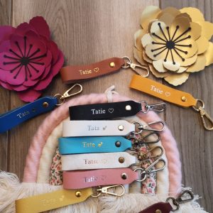 Porte clés en cuir Tatie ou Tata