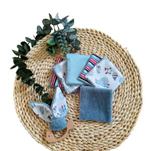 Lingettes lavables bleu