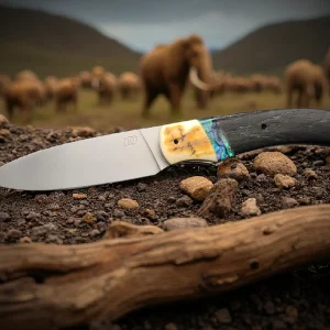 Couteau pliant BRIÈRE – Inox MA5 | Manche Mammouth, Abalone & Morta