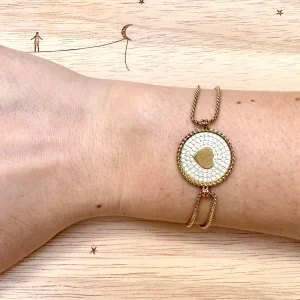 Bracelet Zirconiums Sertis Acier Doré Cœur, Zag