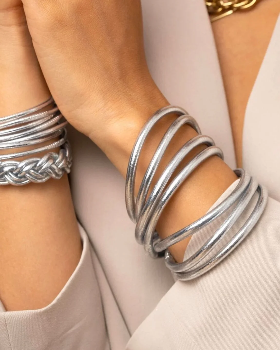 Bracelet Jonc Bouddhiste Argent Épais