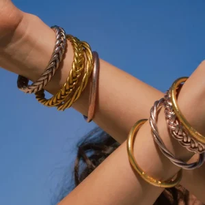 Bracelet Jonc Bouddhiste Tressé Or