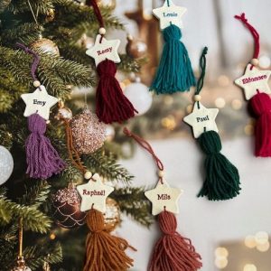 Étoile de Noël argile et laine