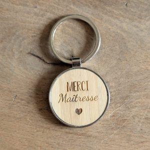 Porte-clef bois métal – Merci Maîtresse