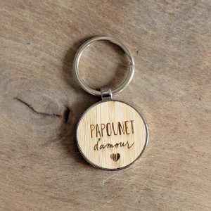 Porte-clef bois métal – Papounet d&rsquo;amour