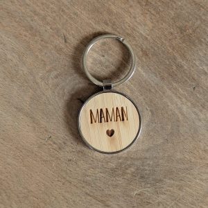 Porte-clef bois métal – Maman