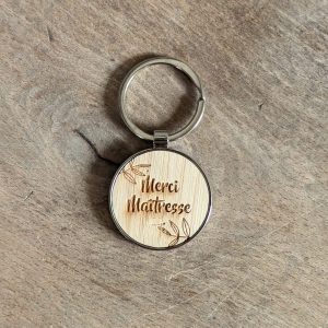 Porte-clef bois métal – Merci Maîtresse