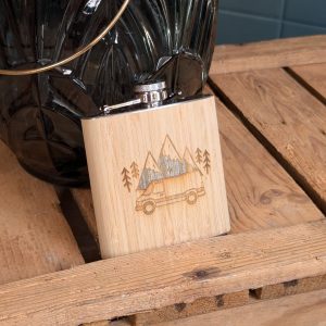 Flasque à alcool en métal et bambou – Road trip