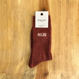 Chaussettes Paillettes Rouille « Relou », Félicie Aussi