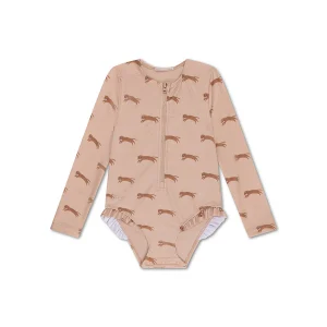 Maillot de bain 3-4 ans | Beige UV à manches longues