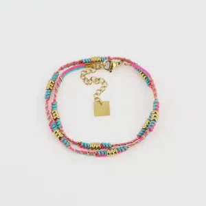 Bracelet Bogota Acier Doré & Fuchsia, Zag