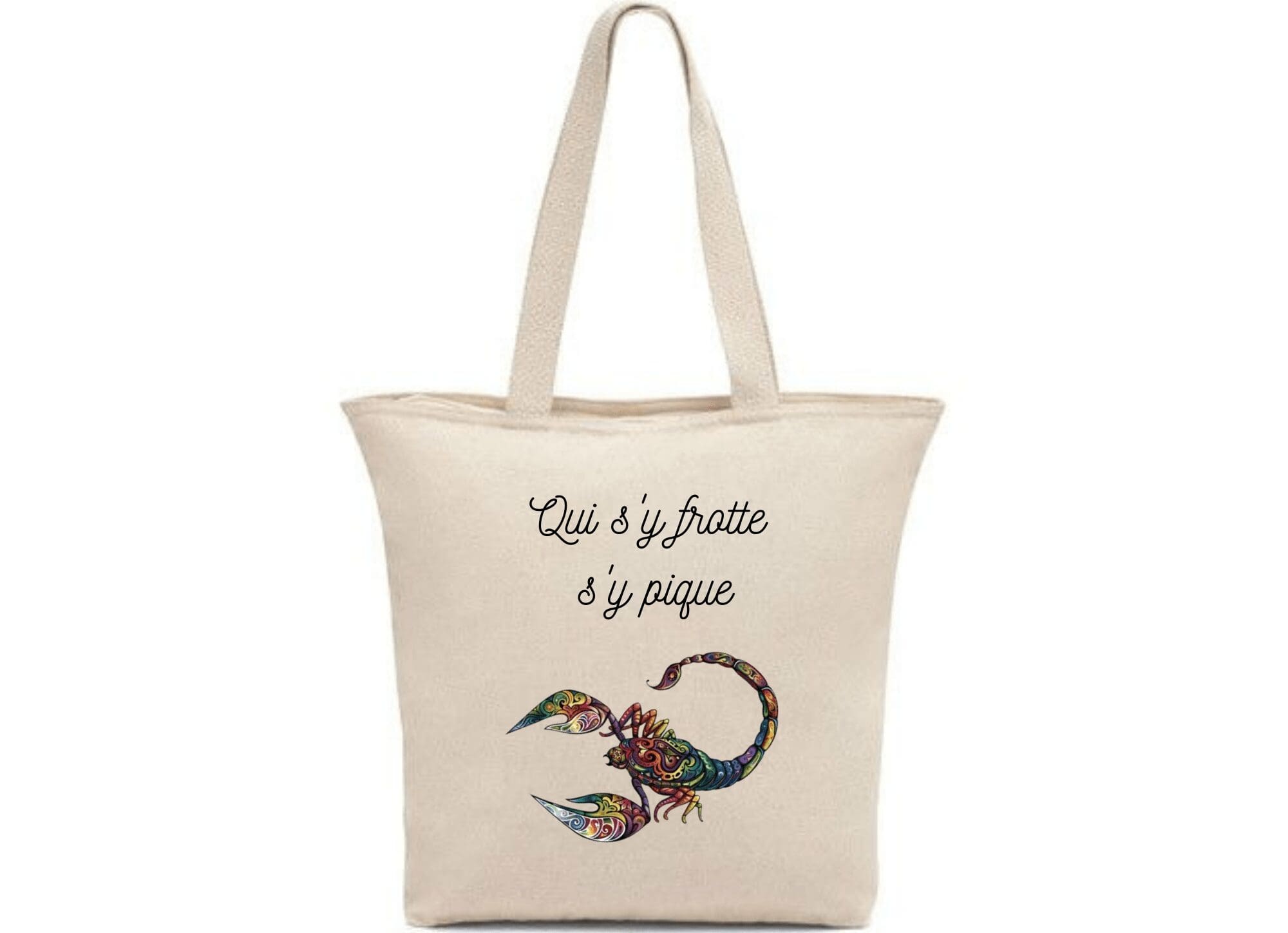 Tote bag sac personnalisé –  Qui s&rsquo;y frotte s&rsquo;y pique – Image 2