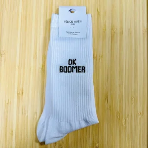 Chaussettes Ok Boomer Blanc
