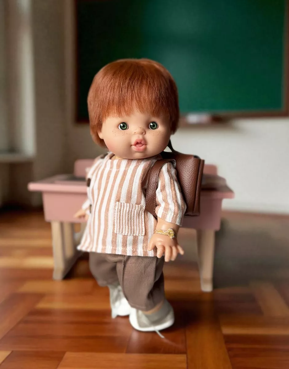 Cartable vintage Swan pour poupée en simili cuir marron – Image 2