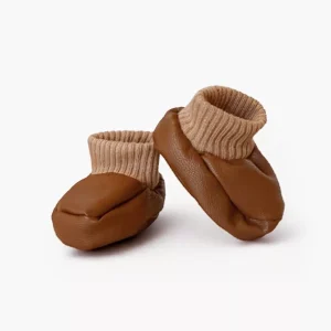 Babies – Chaussons en simili cuir marron