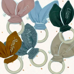 Anneau de Dentition Personnalisédouble gaze de coton, couleur au choix