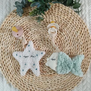 Mini doudou attache tétine mer