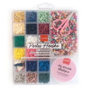 Boîte de 16 couleurs Perles Heishi Nature, La Petite Epicerie