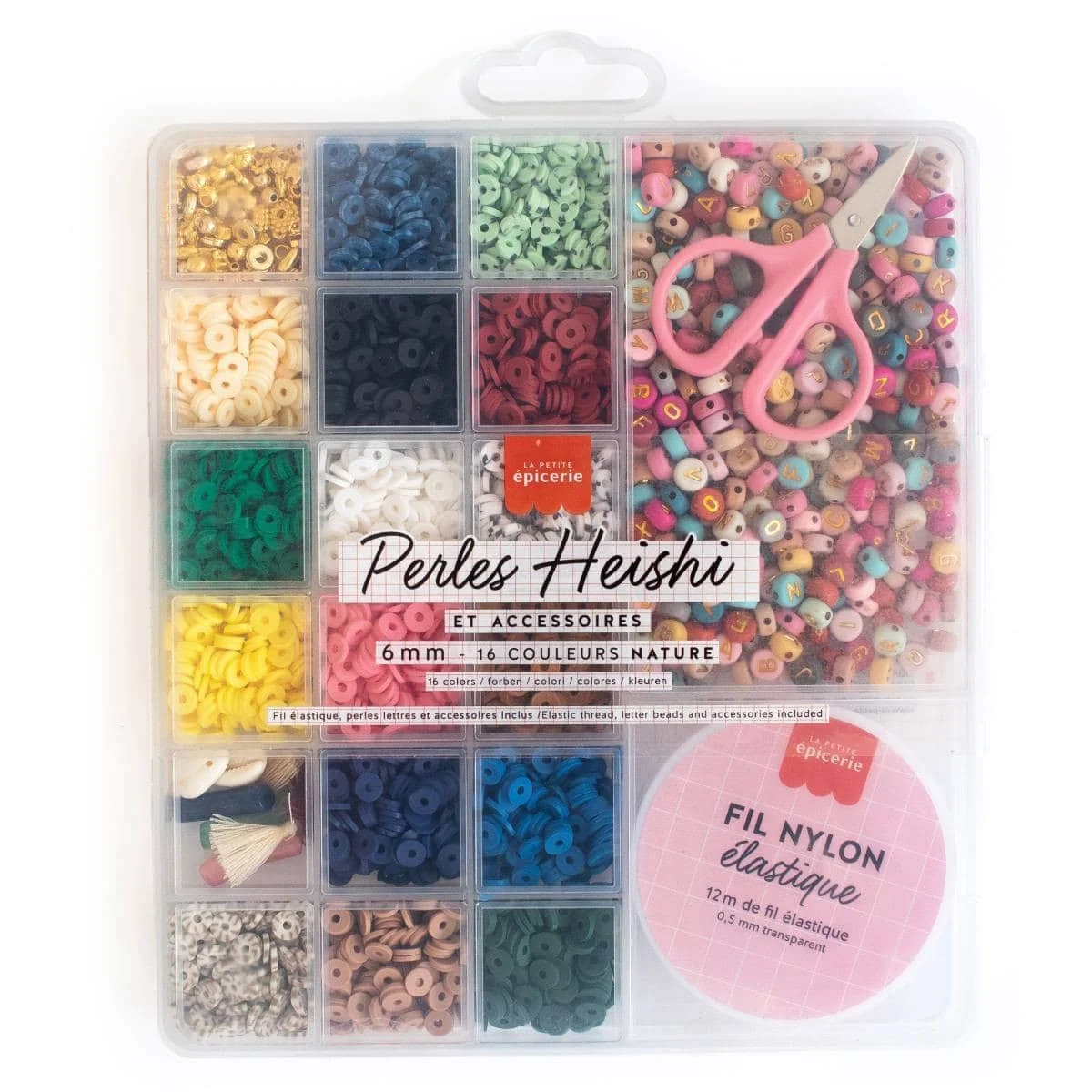 Boîte de 16 couleurs Perles Heishi Nature, La Petite Epicerie
