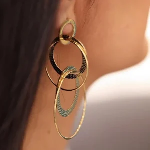 Boucles D’Oreilles Hélène Acier Doré, Zag