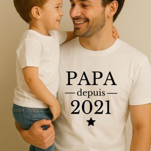 T-shirt Papa depuis [année personnalisée] – Cadeau symbolique pour papa