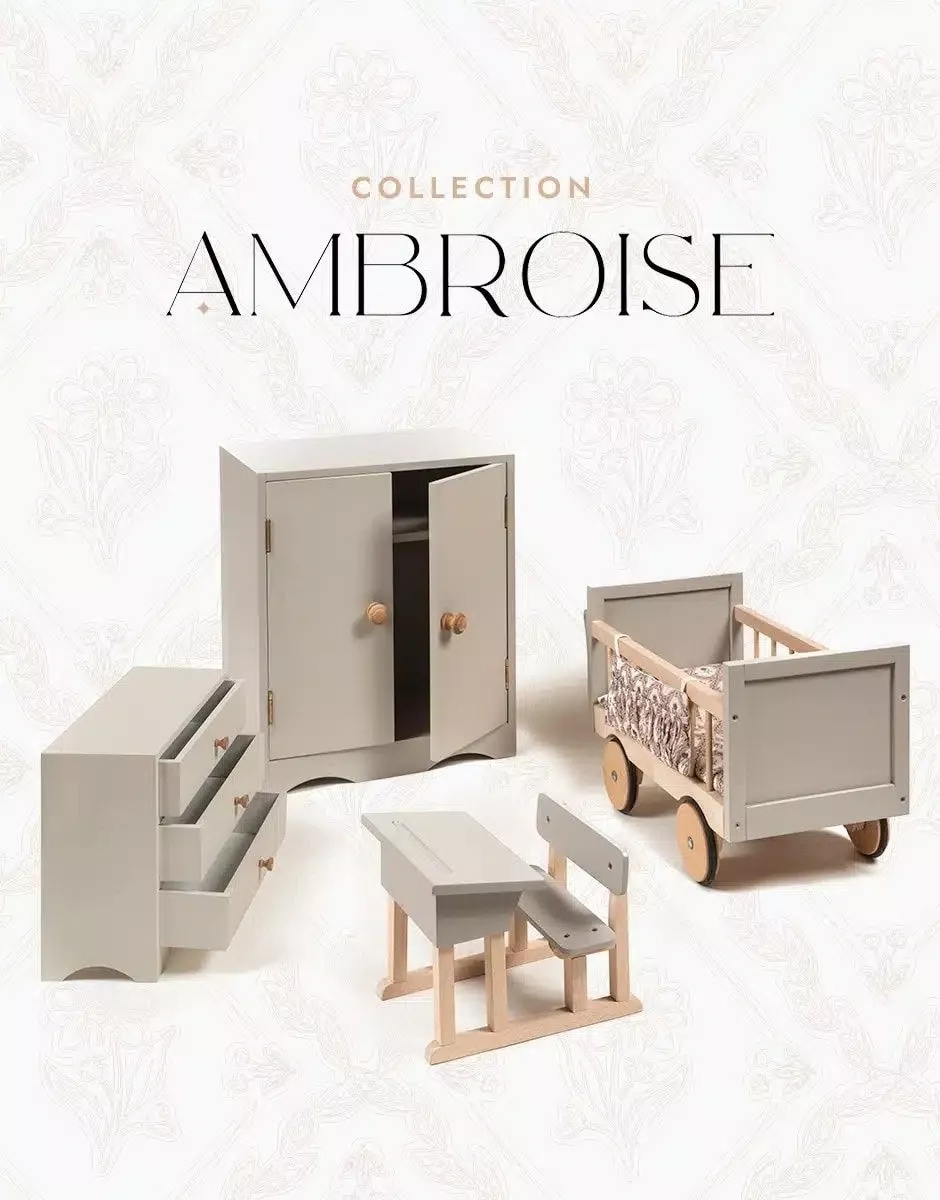 Pupitre d’écolier double pour poupées Minikane en bois gris poudré – Image 5