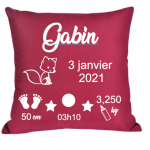 Coussin de naissance rouge bordeaux