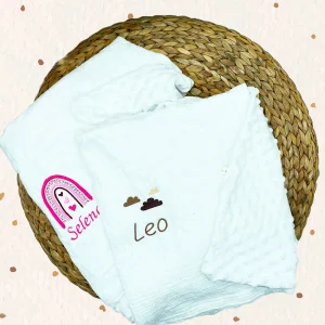 Couverture Personnaliséedouble gaze de coton et minky polaire, couleurs au choix