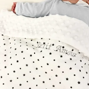 Couverture Personnalisée gaze de coton à motifs et minky polaire